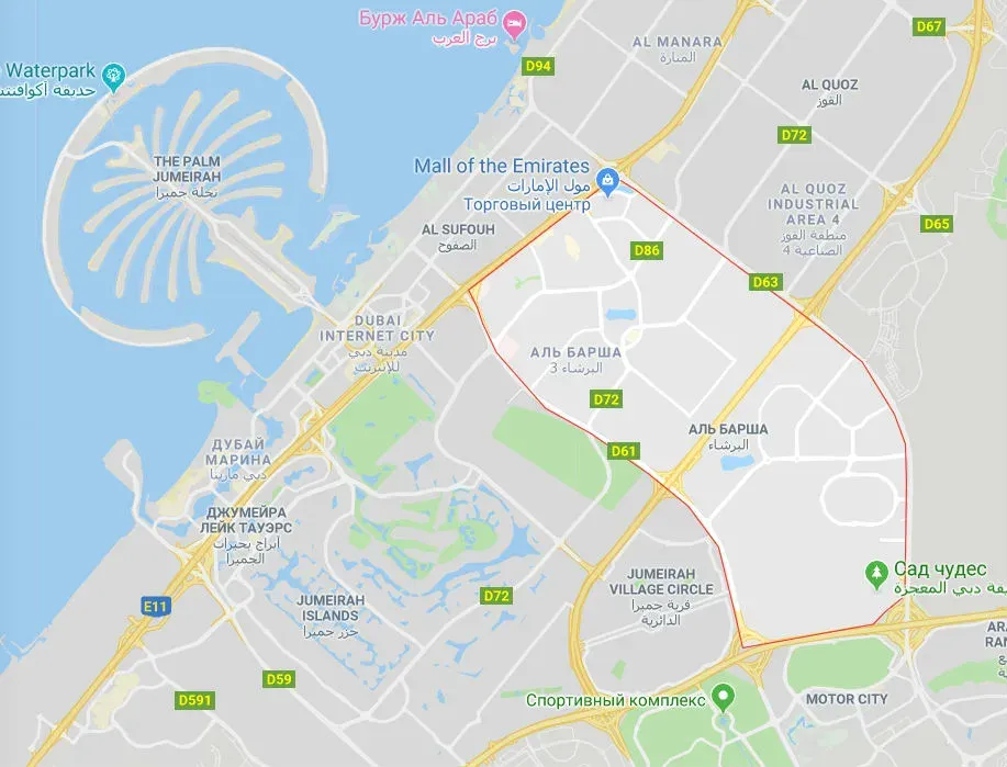 mapa dzielnic Dubaju z cenami nieruchomości, por&oacute;wnanie cen mieszkań Dubaj