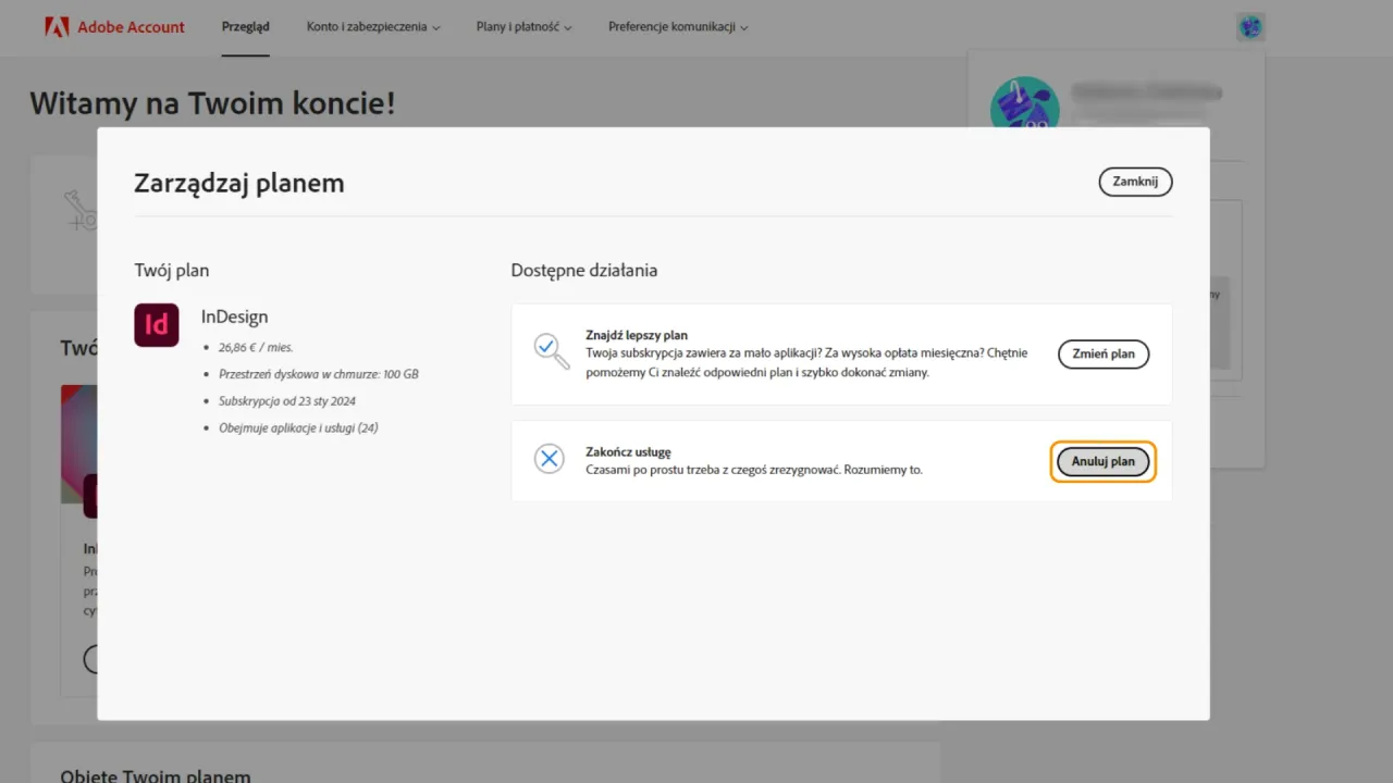 Adobe Photoshop opłaty za anulowanie subskrypcji