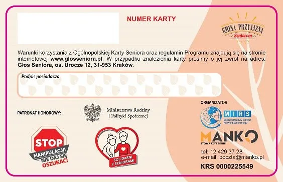 Ogólnopolska Karta Seniora wzór