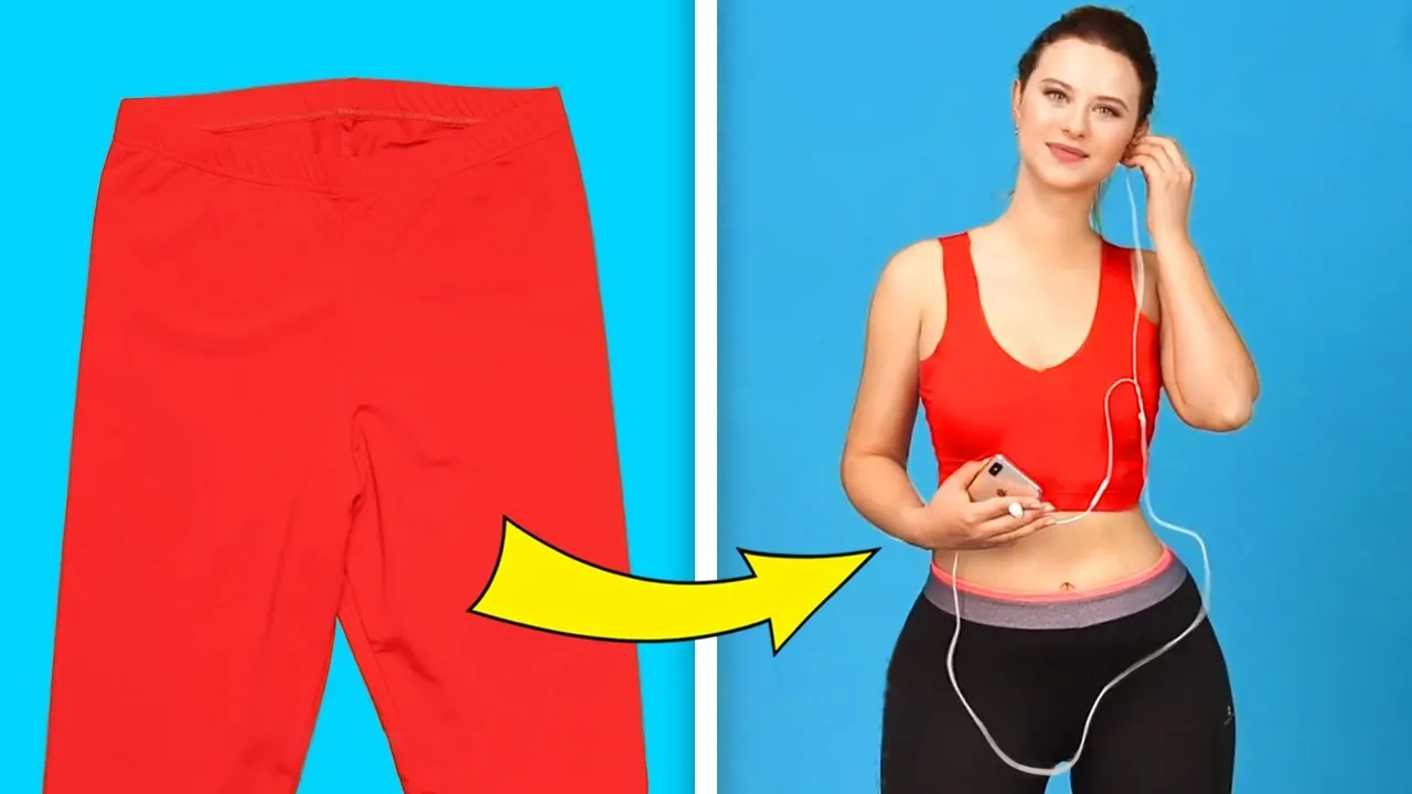 przerabianie legginsów na top sportowy, DIY biustonosz sportowy ze starych ubrań