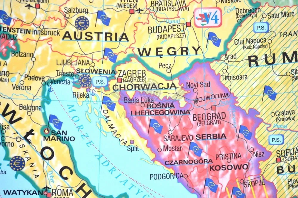 Mapa Chorwacji z zaznaczeniem UE i Schengen
