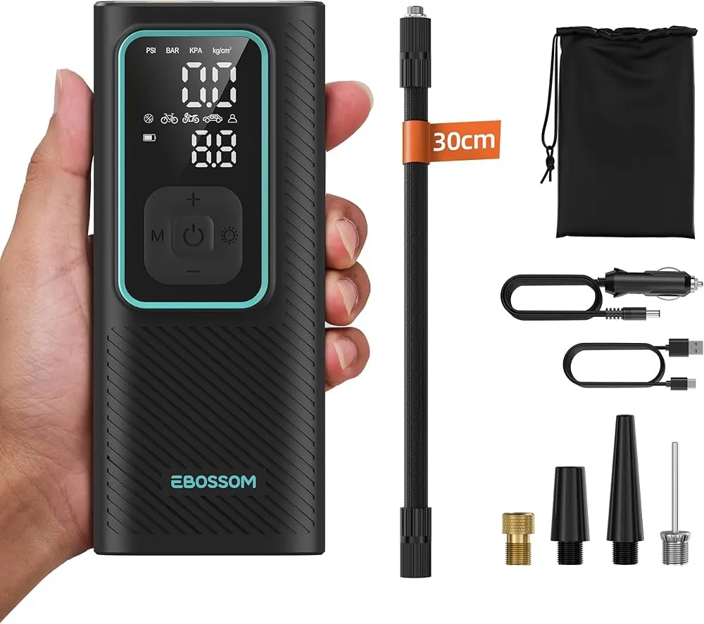 Différents types de gonfleurs de pneus voiture (12V, batterie, manuel)