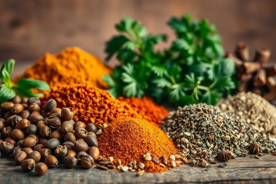 różne świeże i suszone zioła do zupy pomidorowej