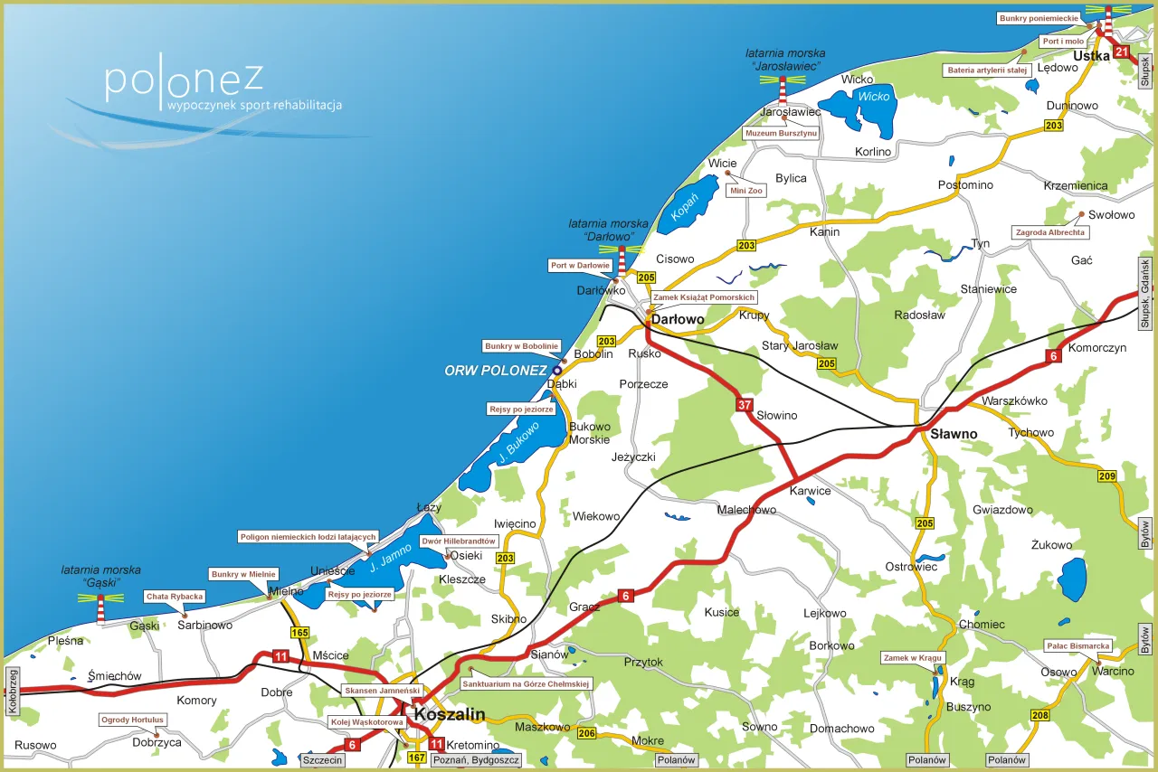 Mapa Polski Dąbki lokalizacja