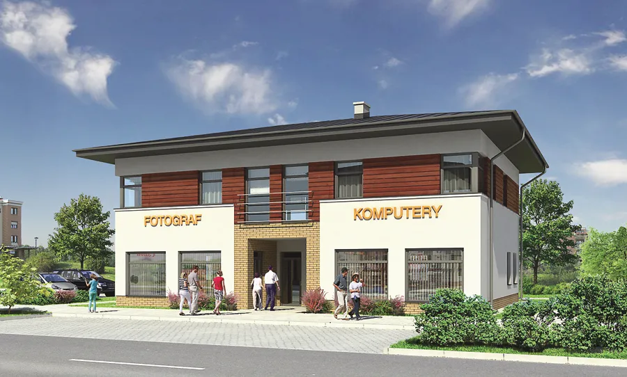 budynek mieszkalny z zaznaczonymi lokalami i częściami wspólnymi