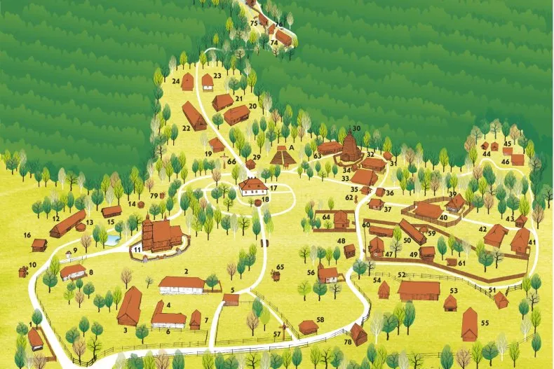 Sądecki Park Etnograficzny mapa lub widok ogólny