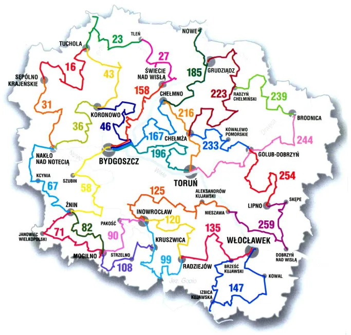 Mapa atrakcji turystycznych Kujawsko-Pomorskiego