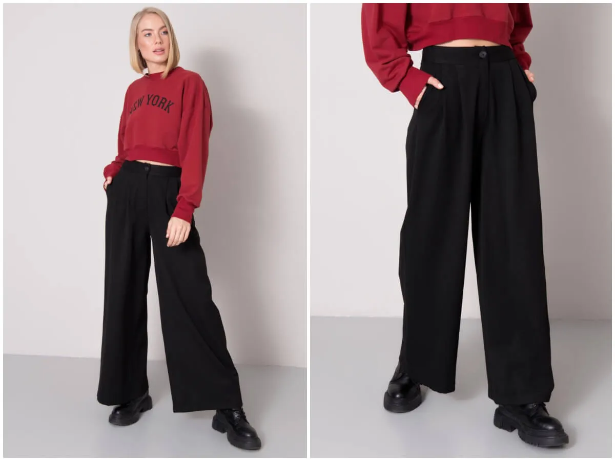Czarna bluza stylizacje r&oacute;żne fasony spodni