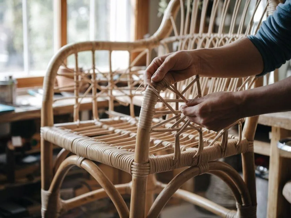 krzesło rattanowe po renowacji