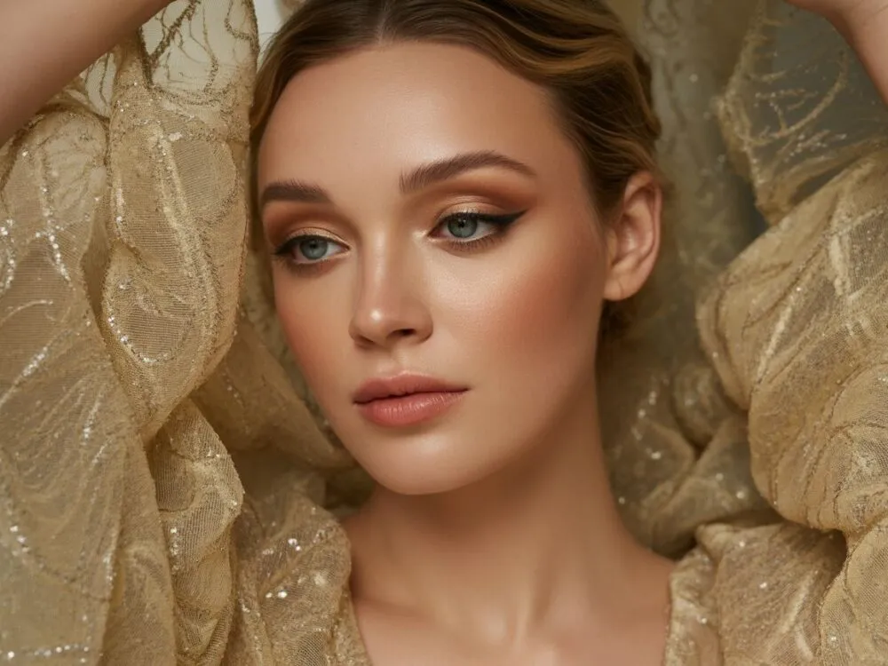 makijaż do złotej sukienki hollywood glamour