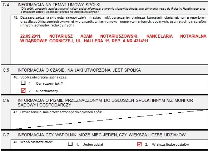 notariusz składający wniosek do sądu