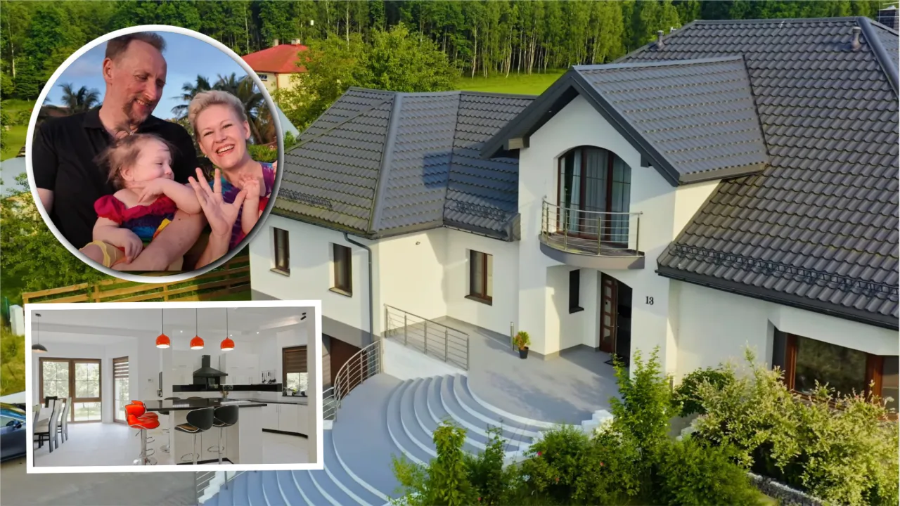 rodzina oszczędzająca pieniądze na dom