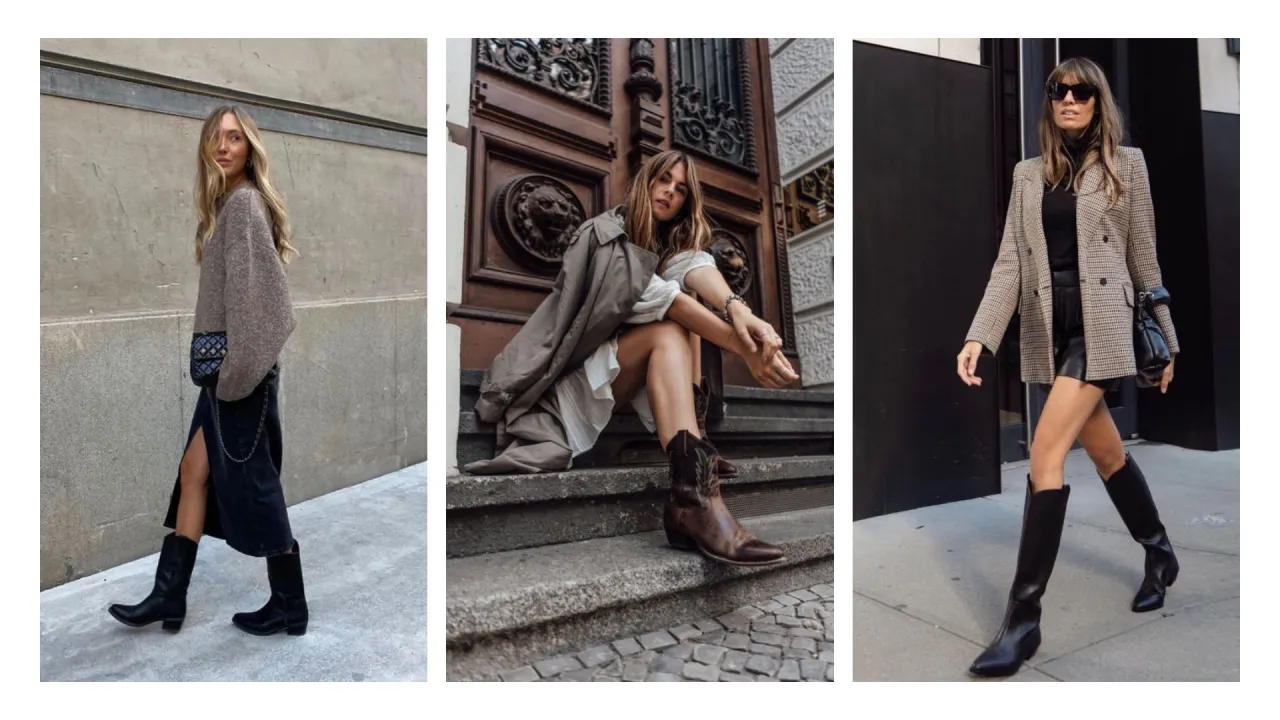 Kowbojki stylizacje spodnie sk&oacute;rzane sztruksowe garniturowe