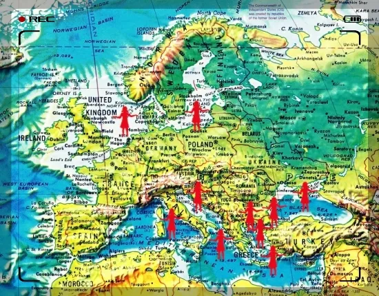 Por&oacute;wnanie wielkości m&oacute;rz europejskich mapa