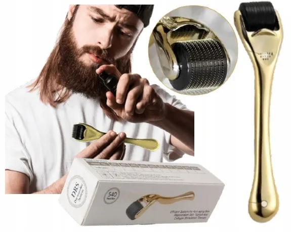 dermaroller na zarost, masaż kartaczem brody