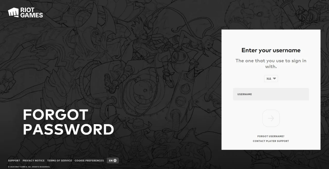 Strona logowania Riot Games