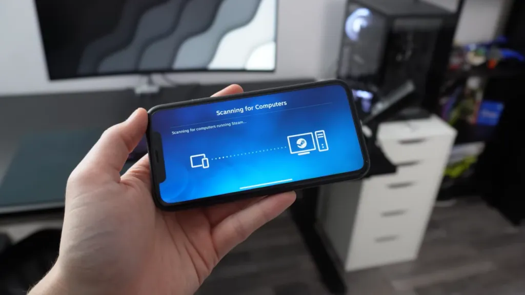 Steam mobile app remote installation screen, Steam client running on PC