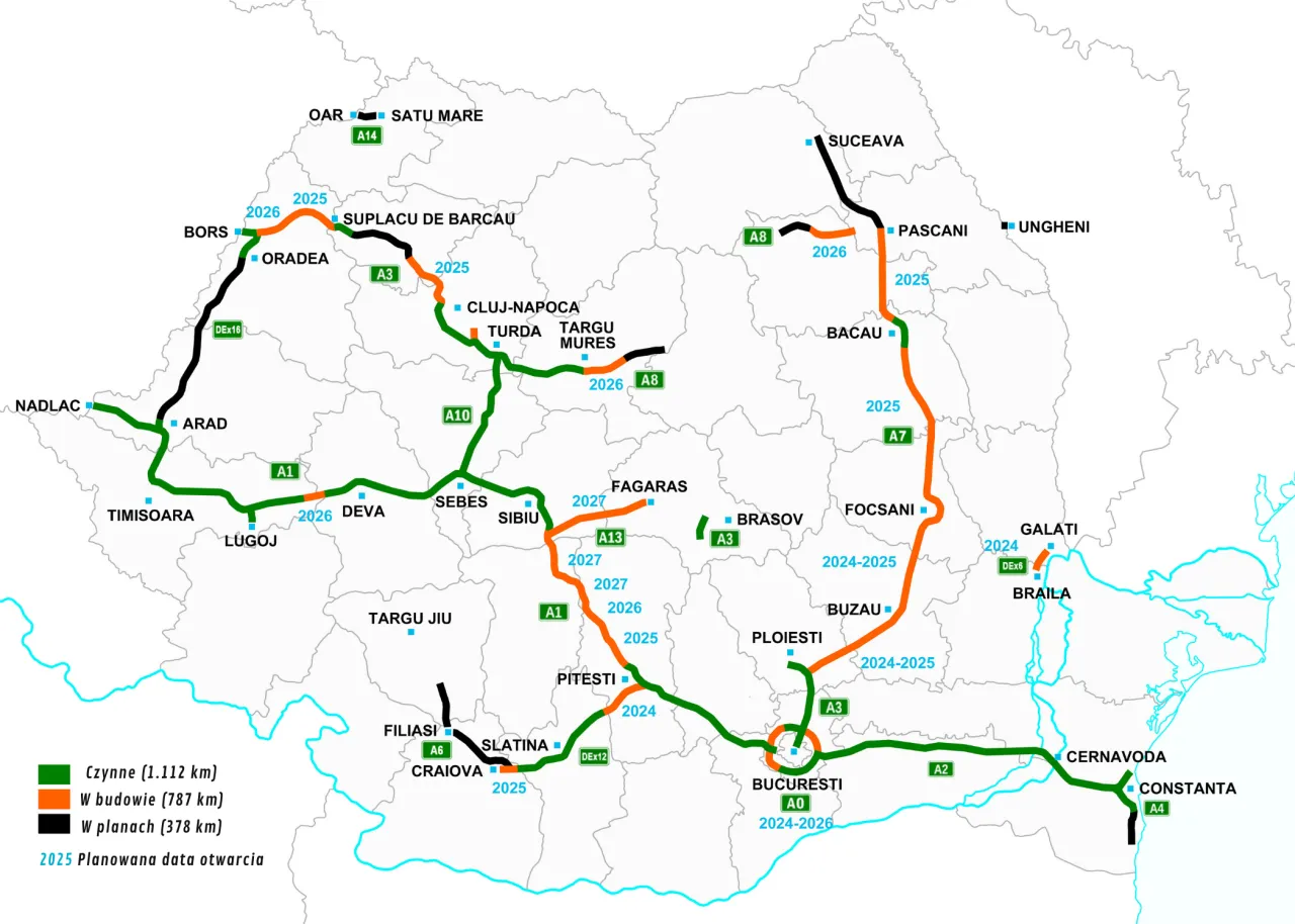Mapa autostrad bezpłatnych w Polsce 2026