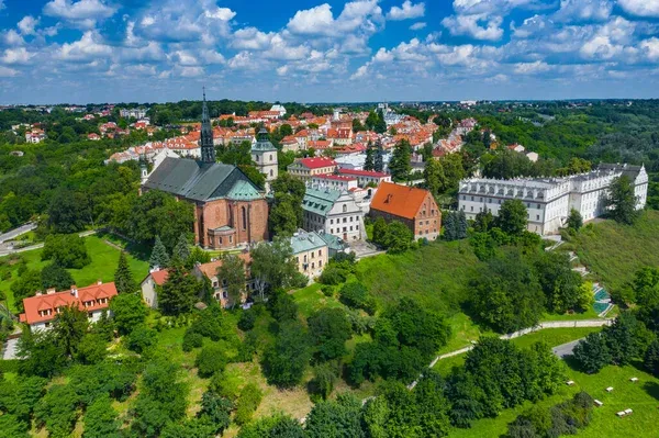 Sandomierz panorama starego miasta z lotu ptaka