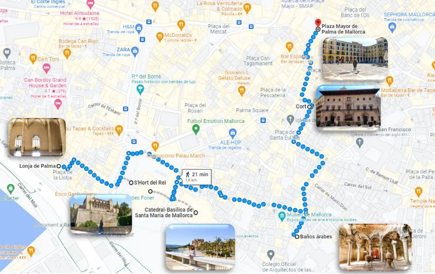 Mapa de zonas de tapas en Palma de Mallorca