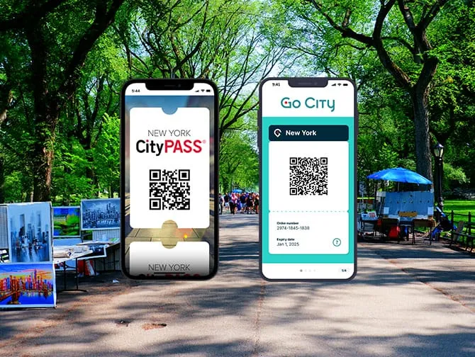 Vergleichsgrafik mit den Logos von New York Pass, Go City Explorer Pass und CityPASS