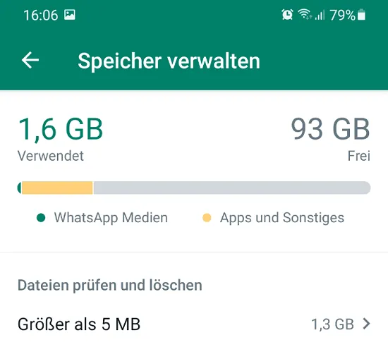 WhatsApp Speicher verwalten Screenshot