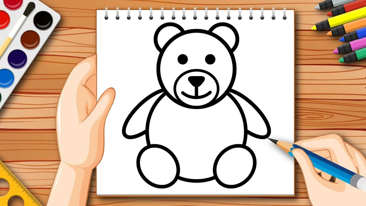 prosty miś rysunek krok po kroku dla dzieci