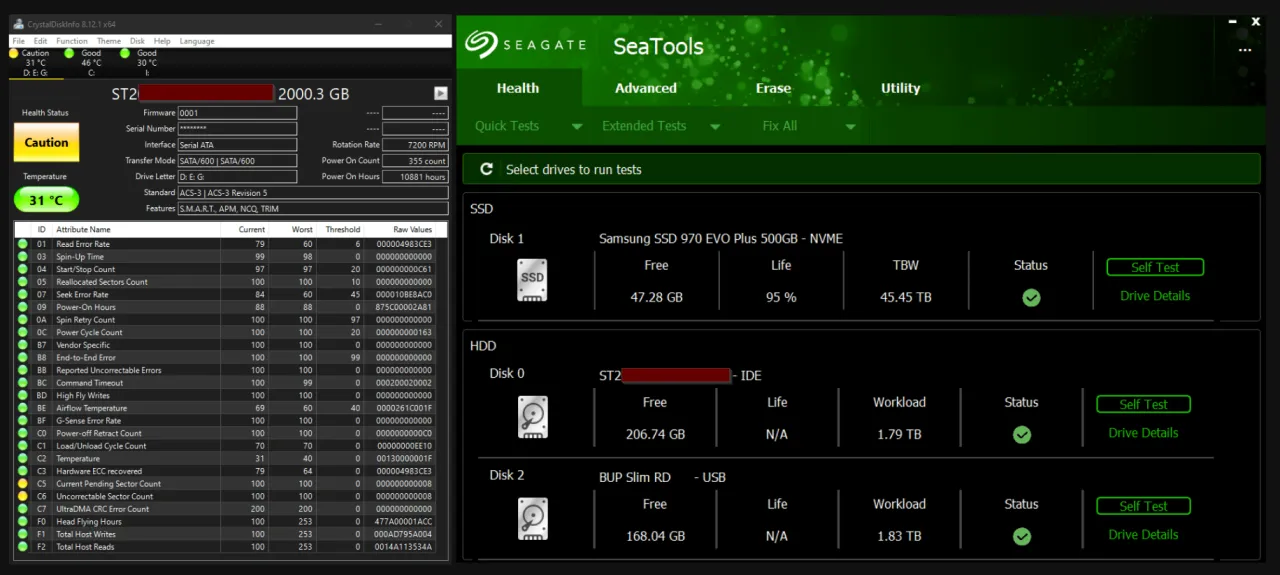 CrystalDiskInfo status dysku uszkodzony