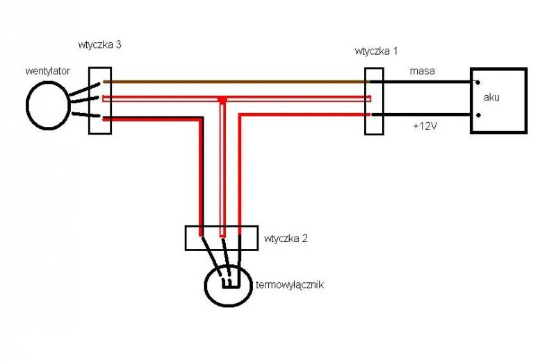 wentylator chłodnicy podłączony do akumulatora schemat