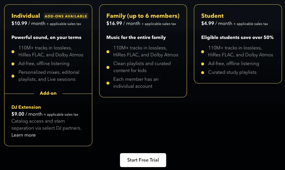 Por&oacute;wnanie Tidal Spotify