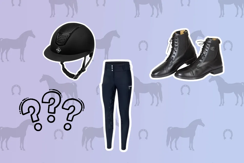sprzęt jeździecki dla początkujących kask bryczesy buty