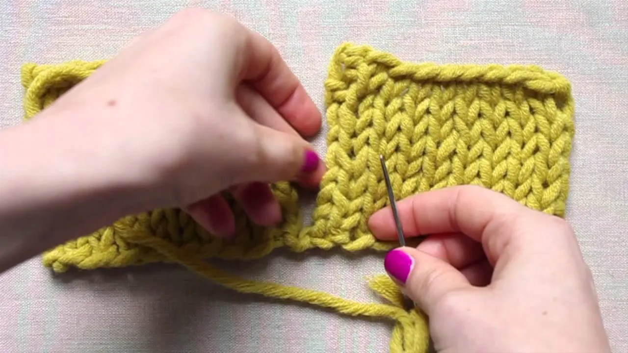 ścieg materacowy wszywanie rękawa na drutach