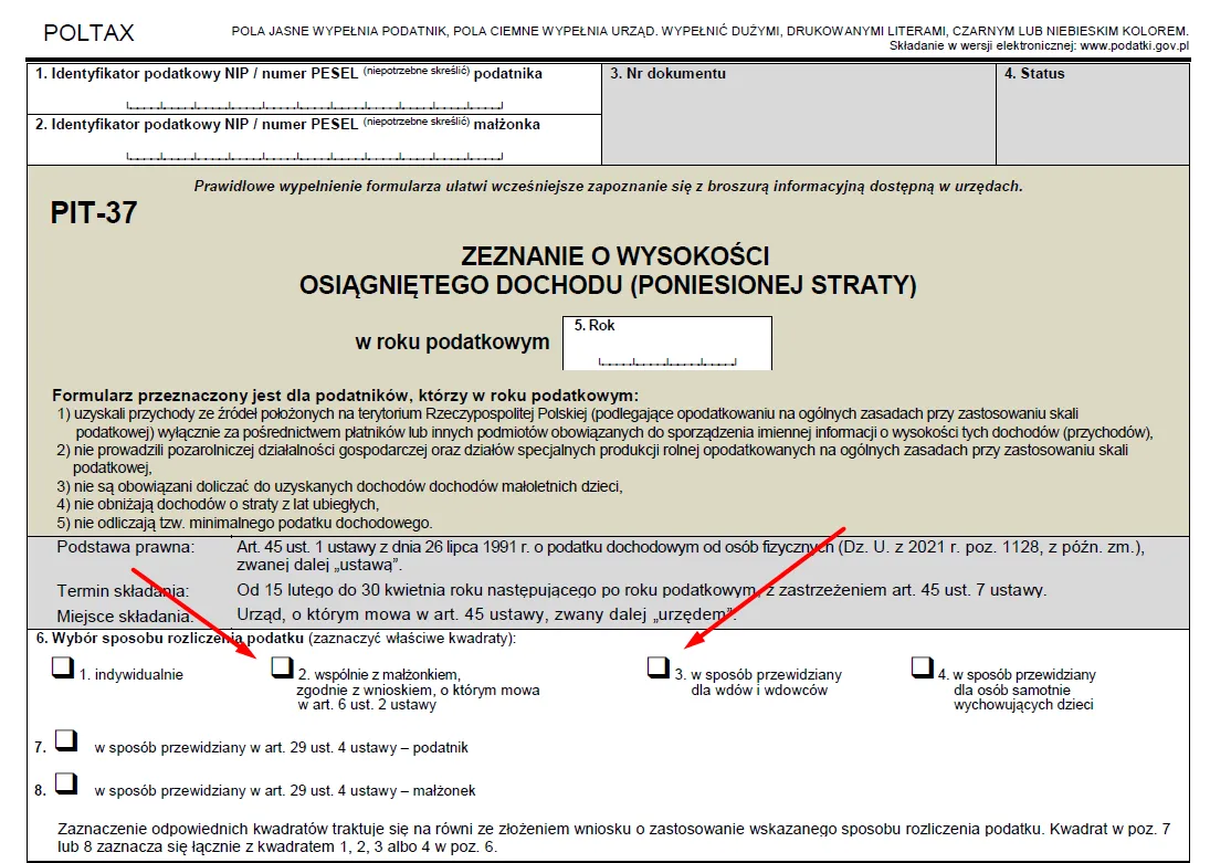 wsp&oacute;lne rozliczenie małżonk&oacute;w PIT termin