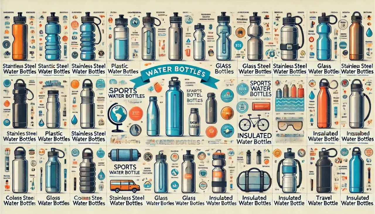 por&oacute;wnanie materiał&oacute;w butelek na wodę