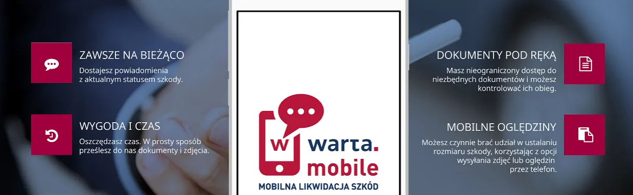 aplikacja mobilna Warta Mobile do zgłaszania szkody