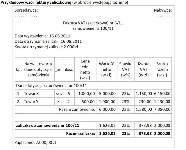 przykładowa faktura VAT z zaznaczonym numerem