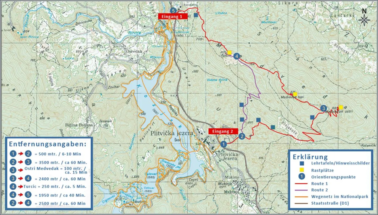 Plitvicer Seen Wanderwege Karte