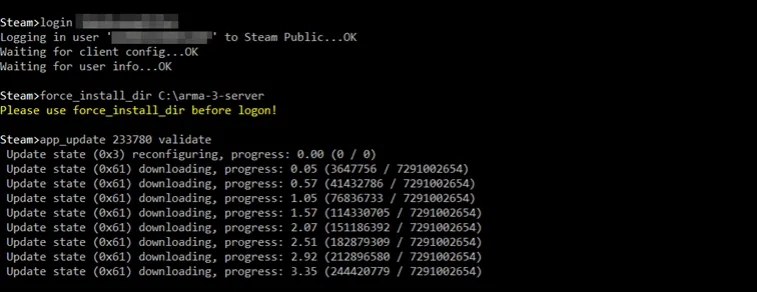 Arma 3 server setup SteamCMD