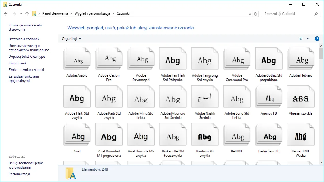 instalacja czcionki windows 10 krok po kroku