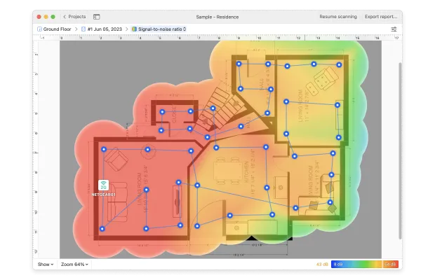 Mapa zasięgu wifi w domu lub przeszkody dla sygnału wifi