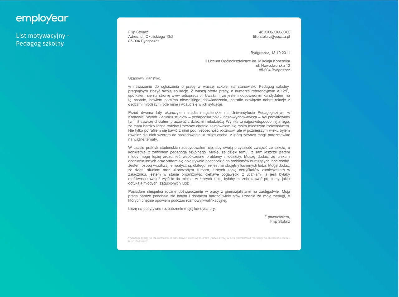 przykłady listów formalnych do nauczyciela, wzory pism szkolnych