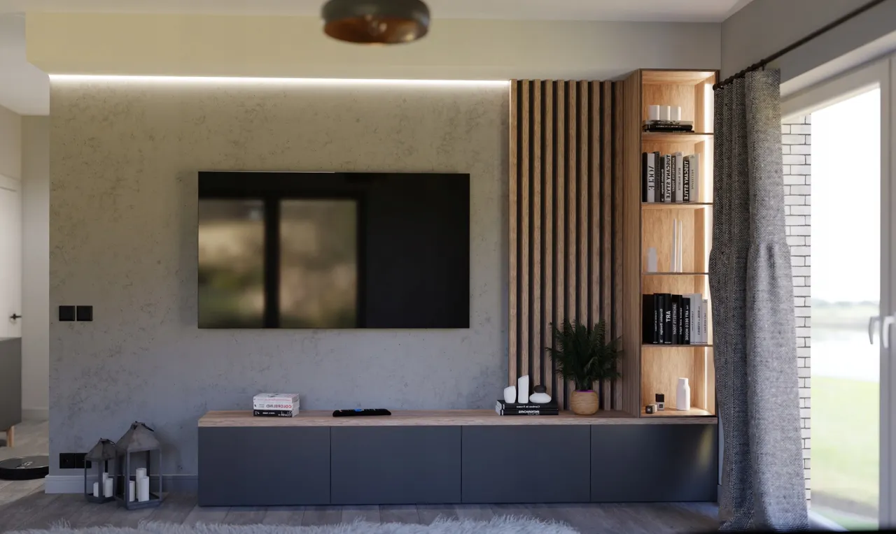 Nowoczesna ściana RTV z podświetleniem