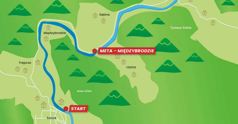 Mapa tras kajakowych Podkarpacia