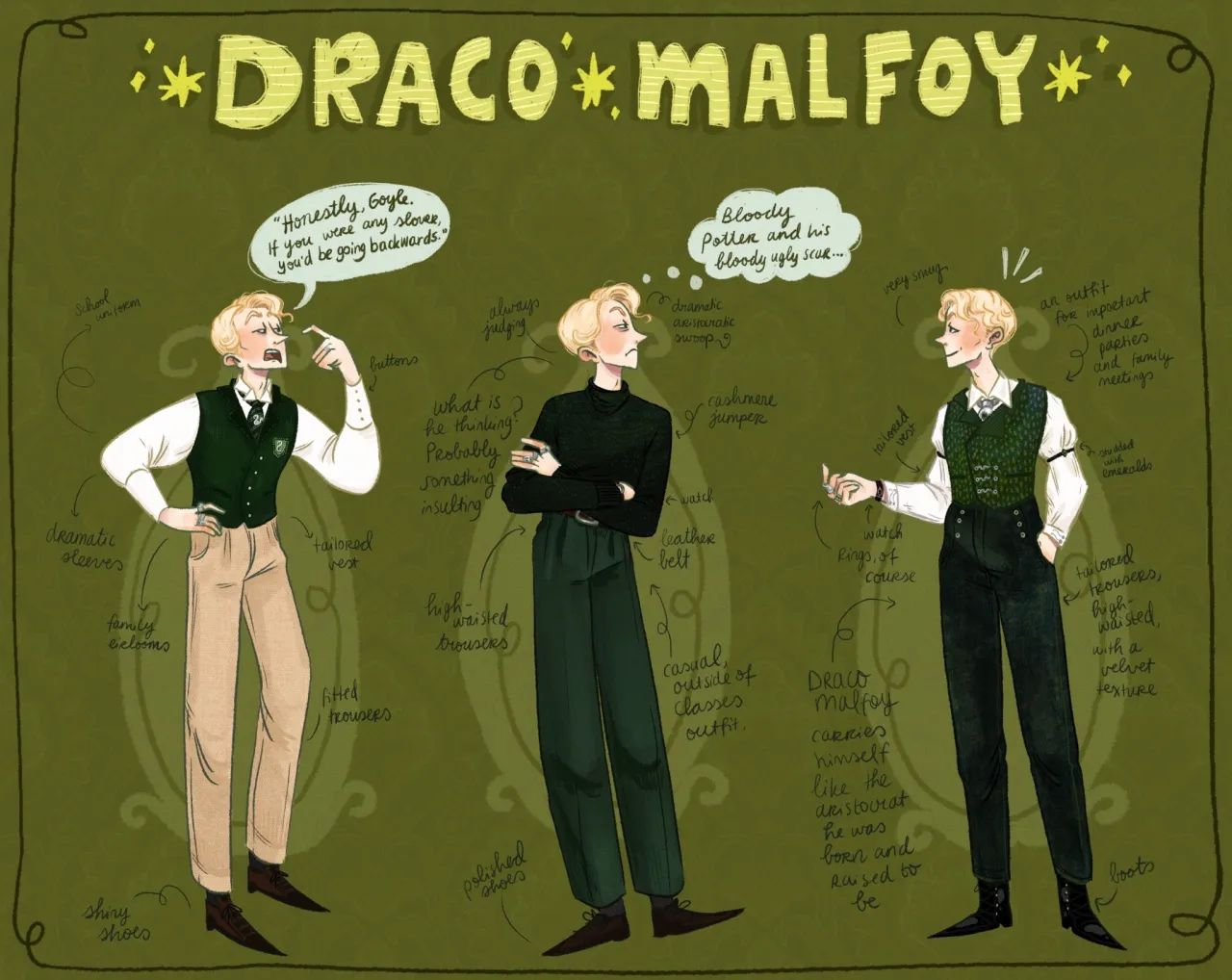 Draco Malfoy Fan Art verschiedene Stile