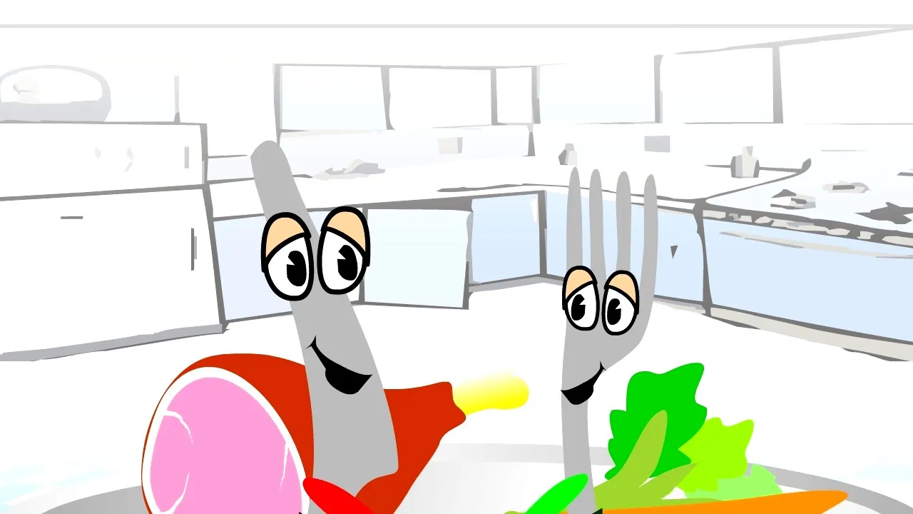 dzieci czytające wiersz o sztućcach