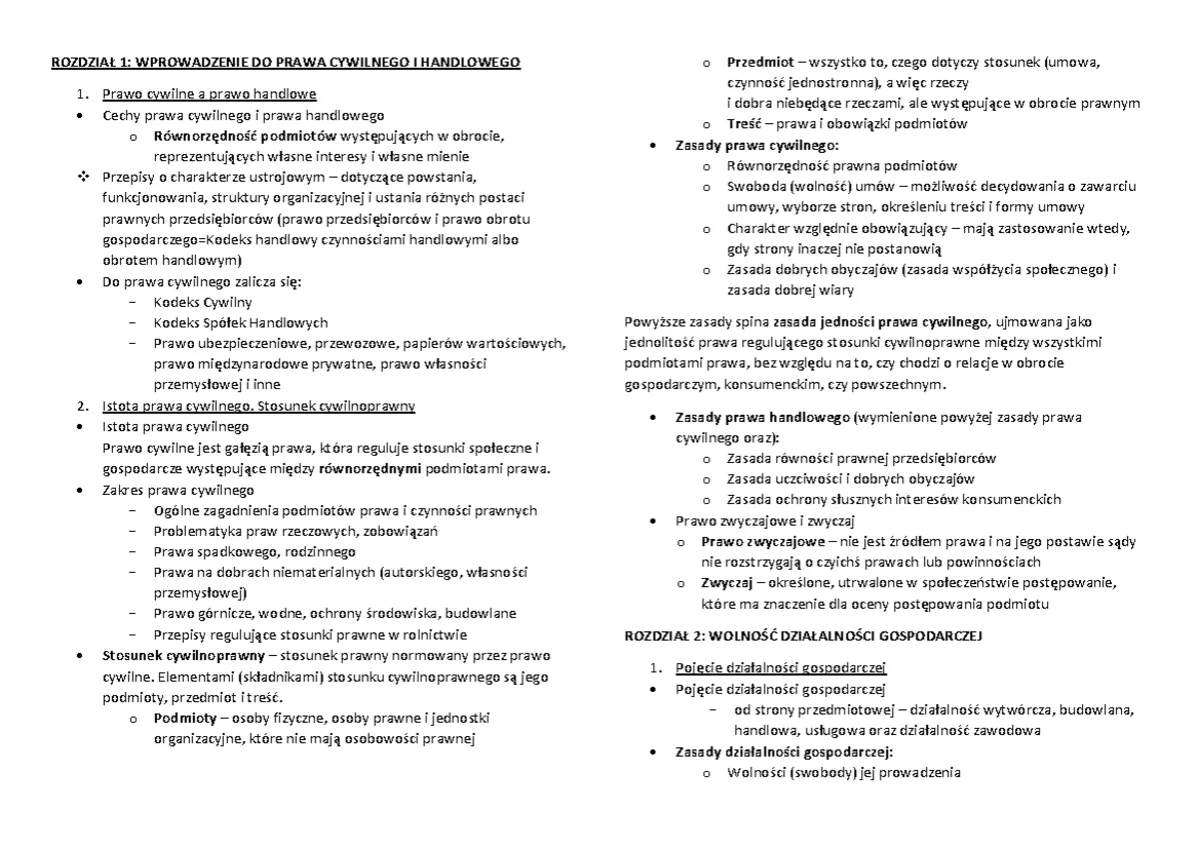 Podstawy prawne działalności gospodarczej, kodeks cywilny