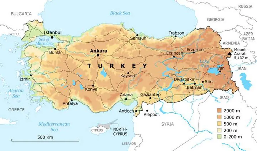 Mapa m&oacute;rz Turcji Morze Śr&oacute;dziemne Egejskie Czarne Marmara