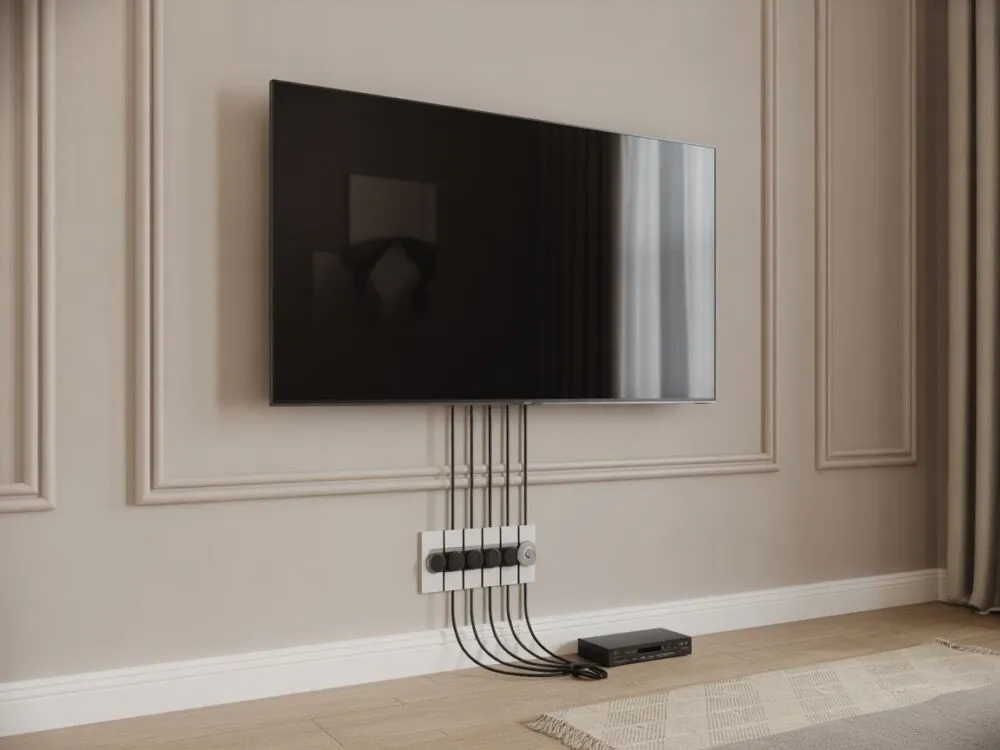 Ukrywanie kabli za telewizorem na ścianie
