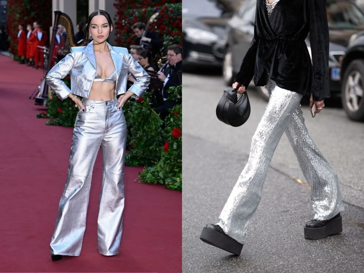 Srebrne spodnie stylizacje casual i eleganckie