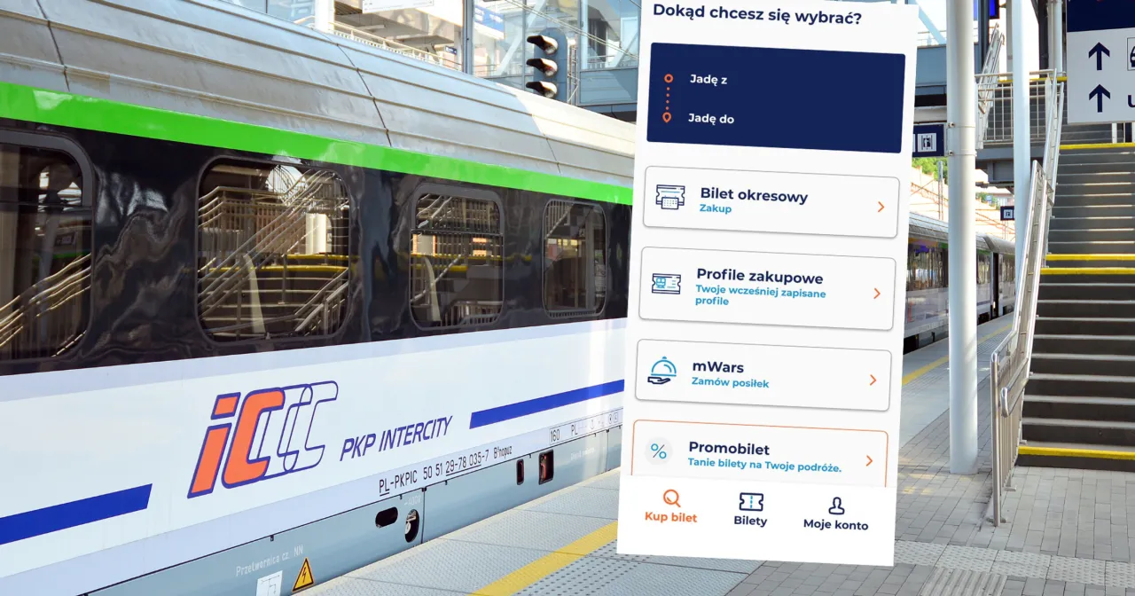 Aplikacja mobilna PKP Intercity ułatwia planowanie podr&oacute;ży. Zobacz, jak kupić miejsc&oacute;wkę Intercity, wybrać bilet okresowy lub Promobilet.